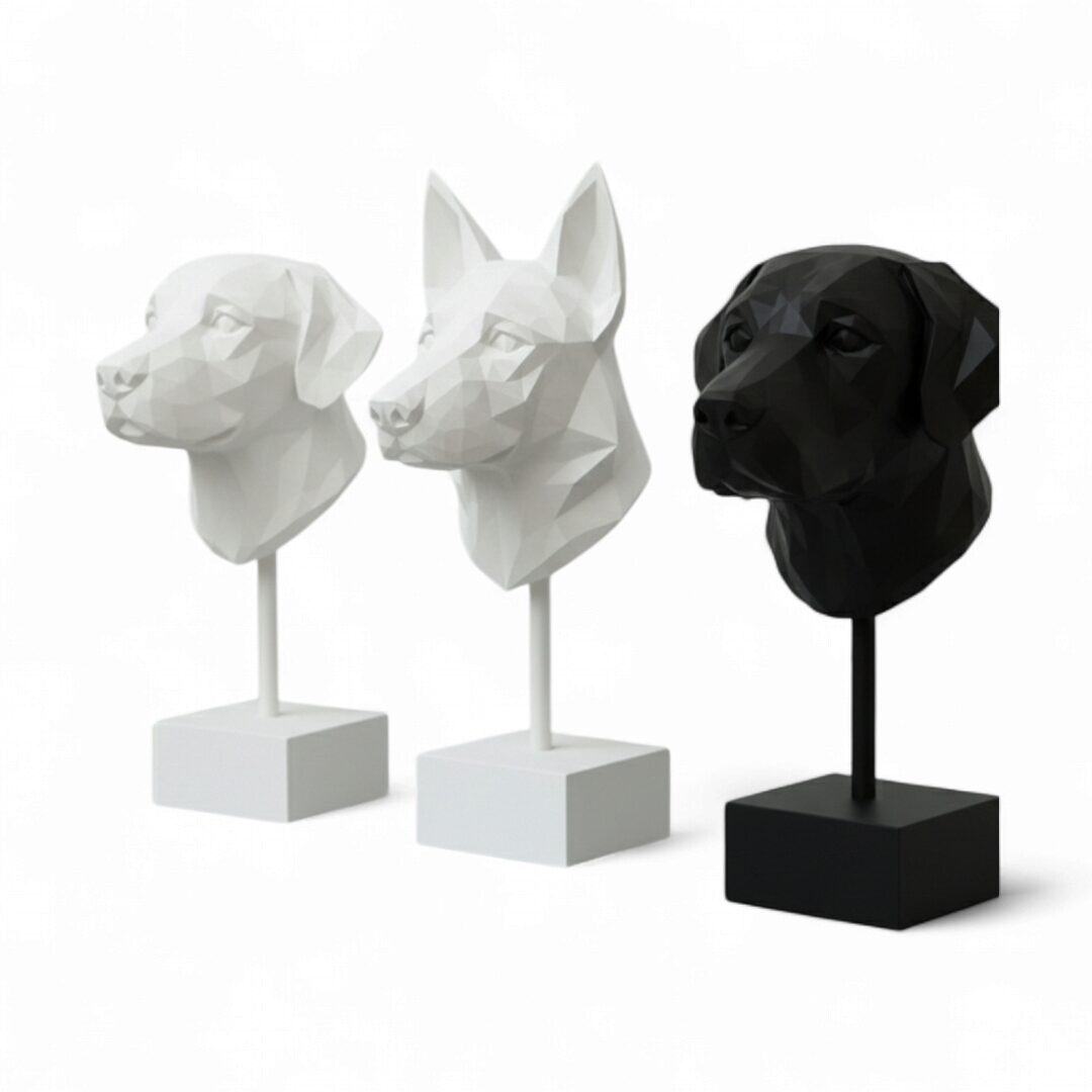 Busto Perro Geométrico con Soporte