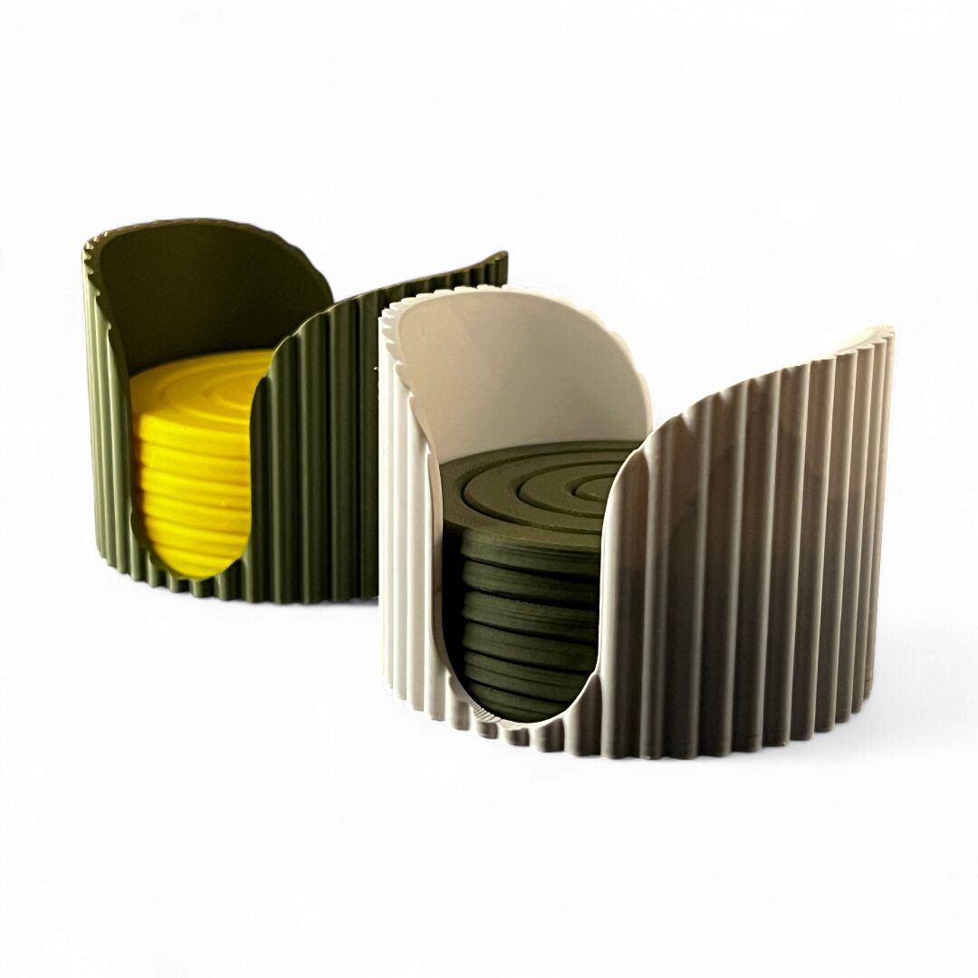 Set de Posavasos Circulares con Soporte Acanalado