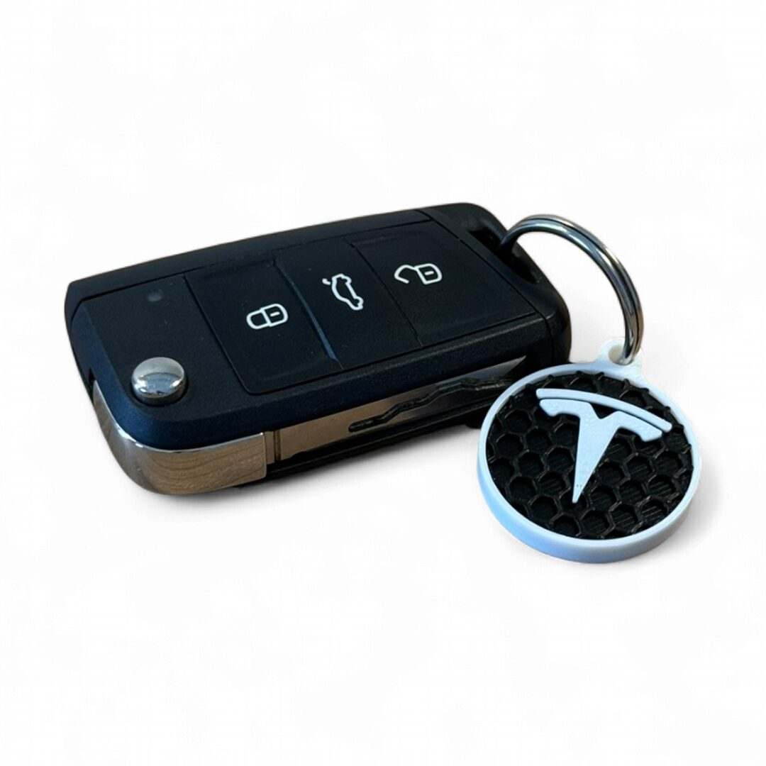 Llavero Circular Tesla Textura Panal